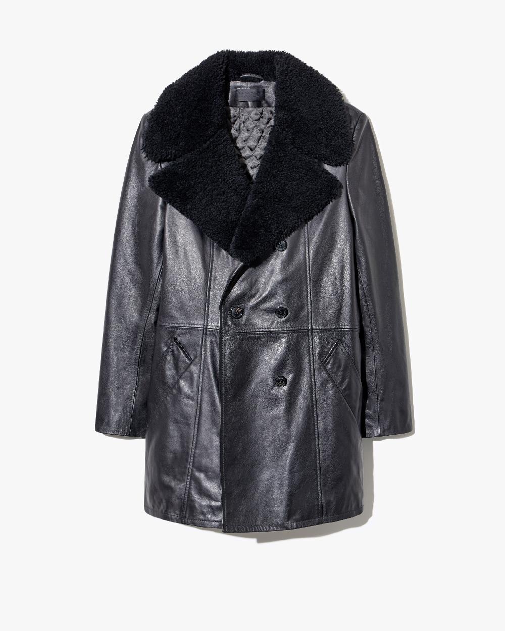 nili lotan SANURA LEATHER COAT BLACK