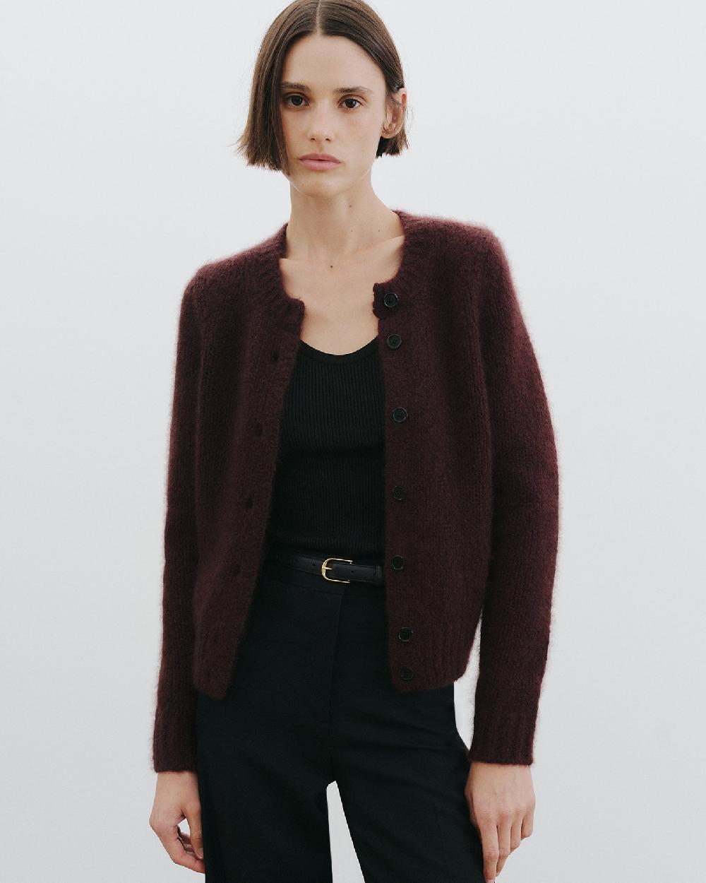 Nili Lotan SASKIA CASHMERE CARDIGAN BURGUNDY