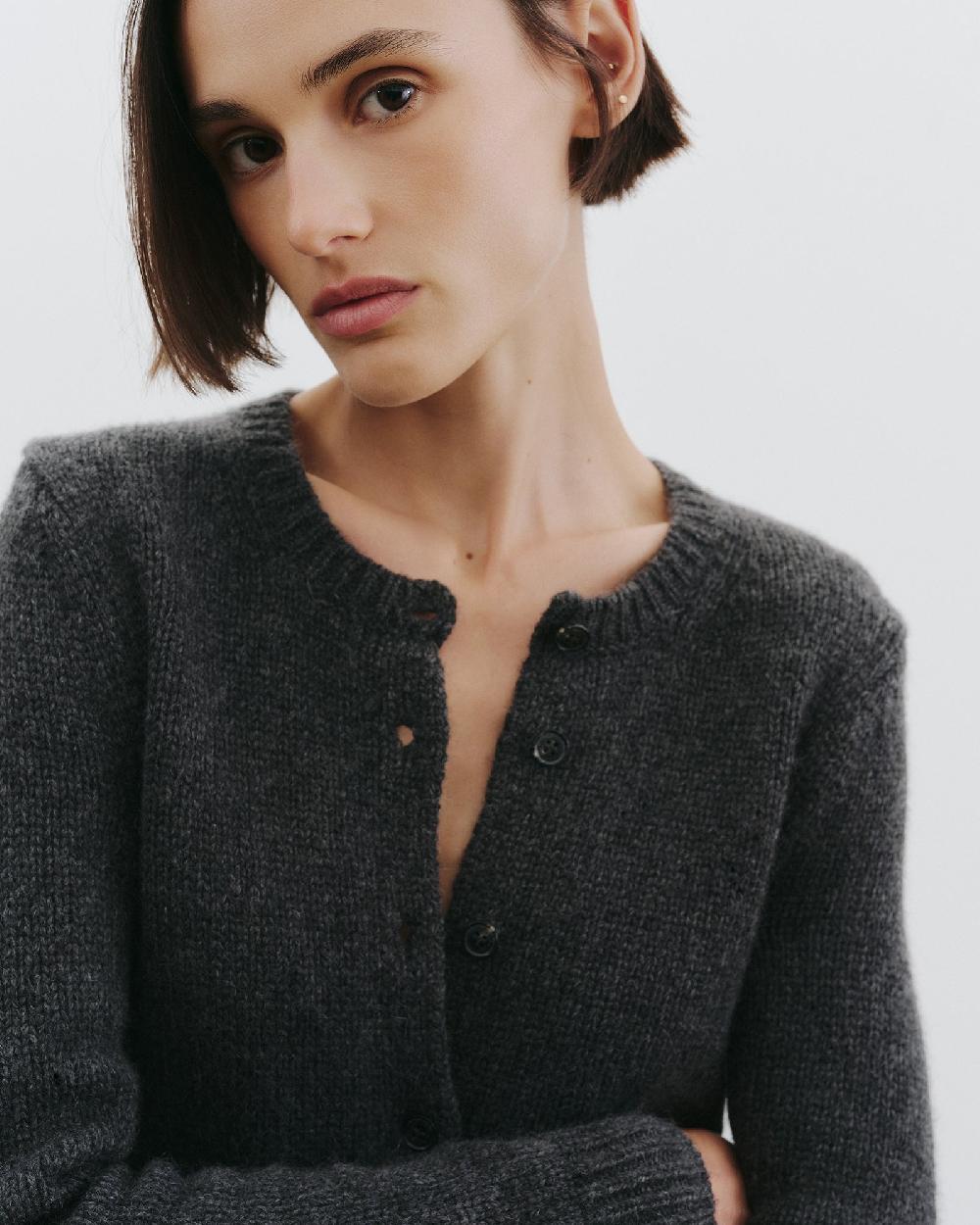 Nili Lotan SASKIA CASHMERE CARDIGAN CHARCOAL
