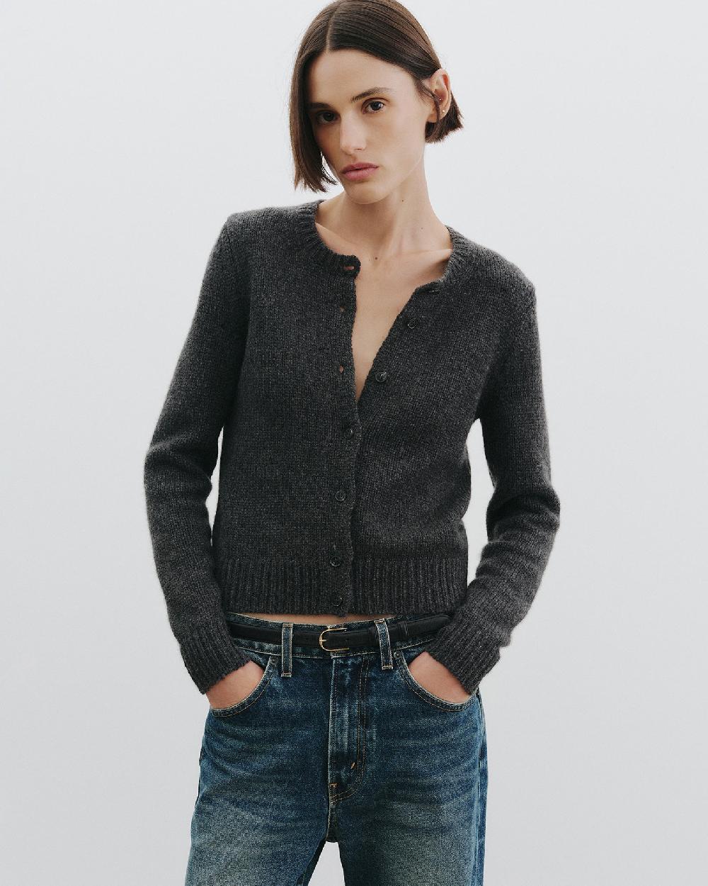 Nili Lotan SASKIA CASHMERE CARDIGAN CHARCOAL