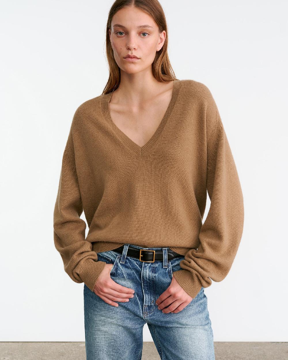 Nili Lotan SHAGAN SWEATER BROWN CAMEL