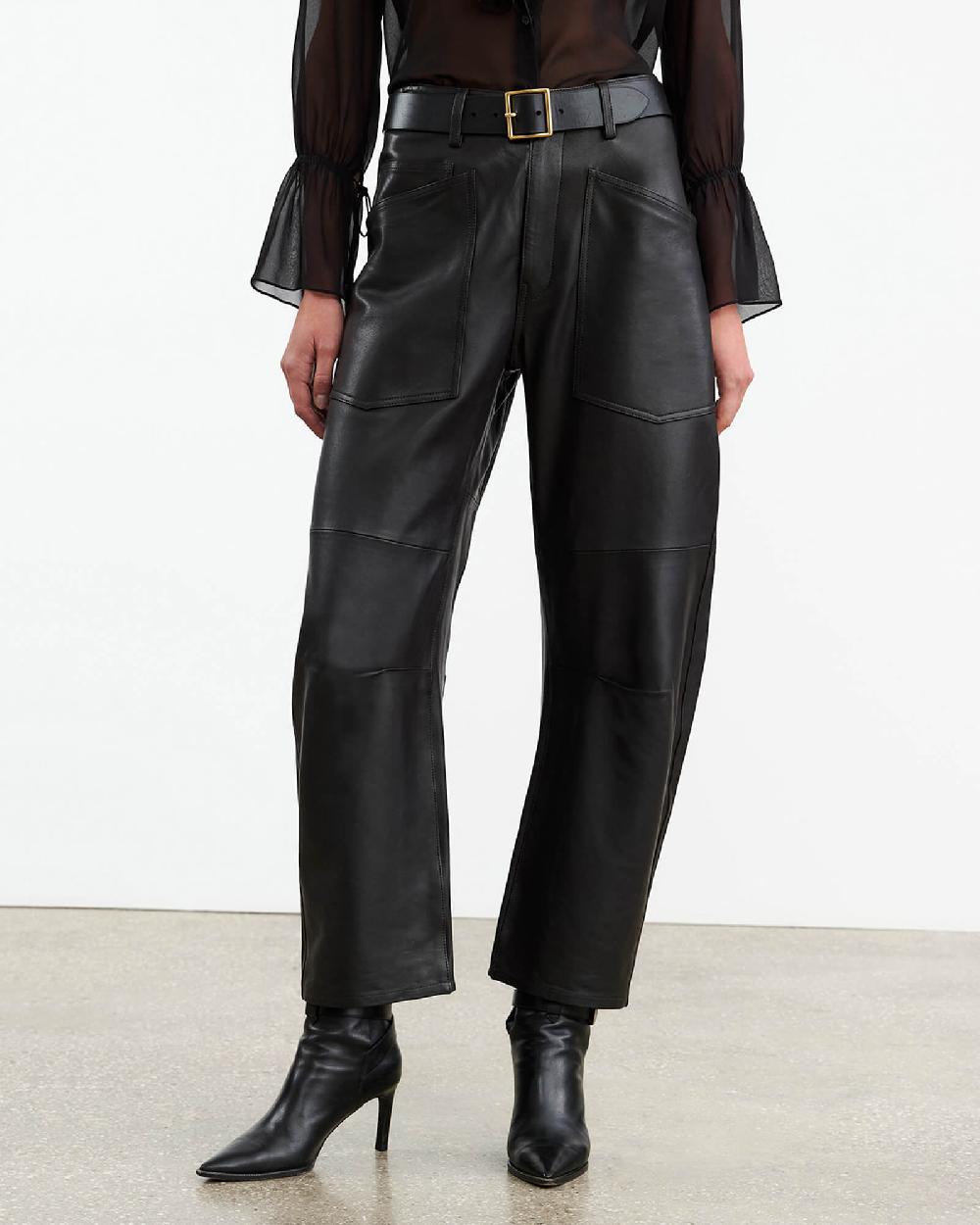 Nili Lotan SHON LEATHER PANT DARK BROWN