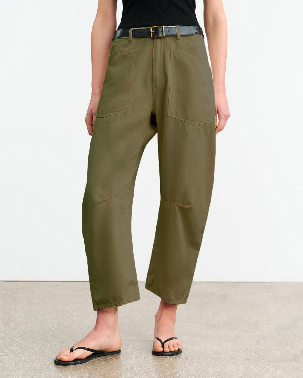 Nili Lotan SHON LINEN PANT OLIVE GREEN