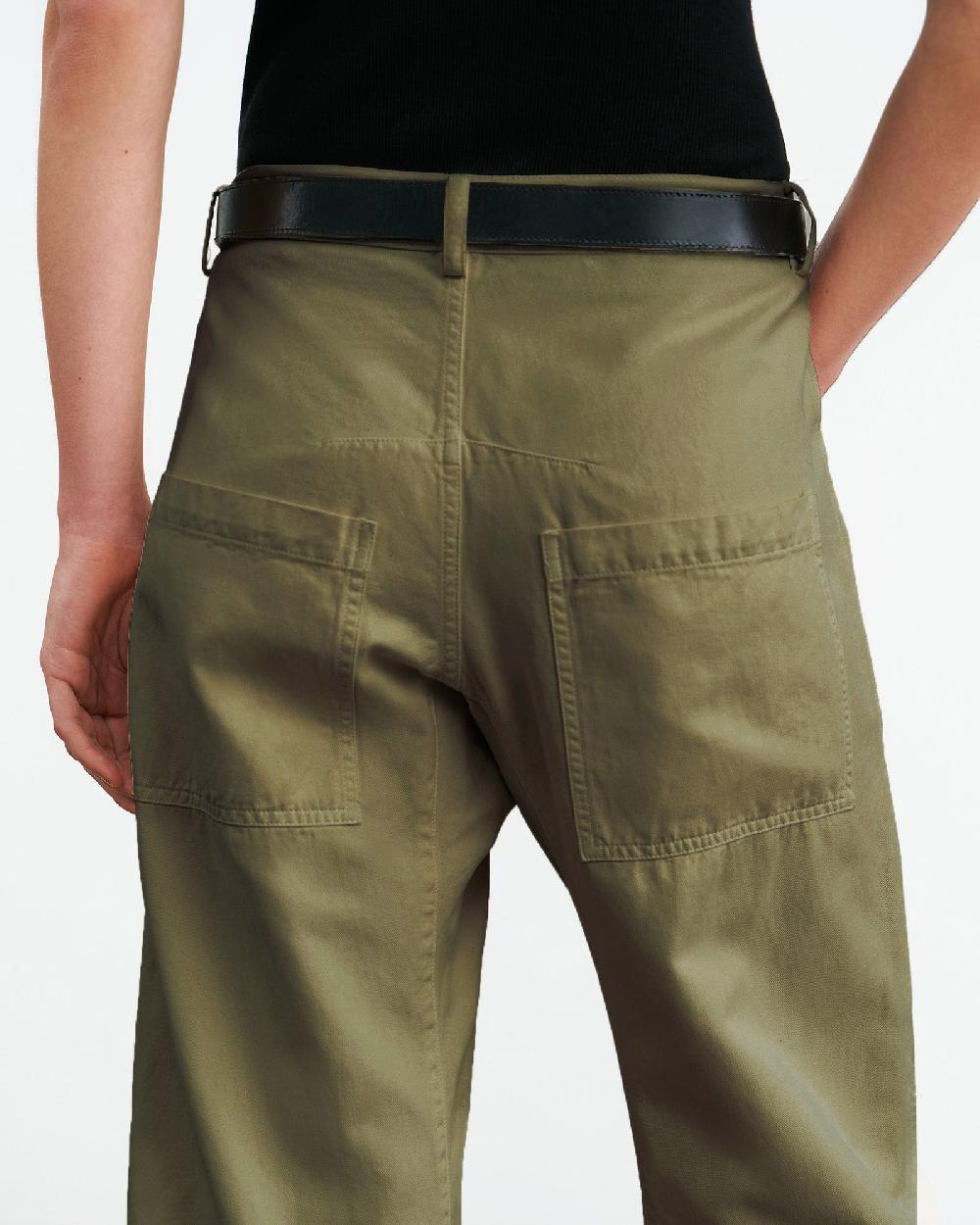 Nili Lotan SHON LINEN PANT OLIVE GREEN