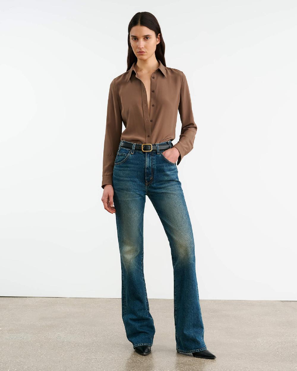Nili Lotan SIMONE SILK SHIRT CHOCOLATE BROWN