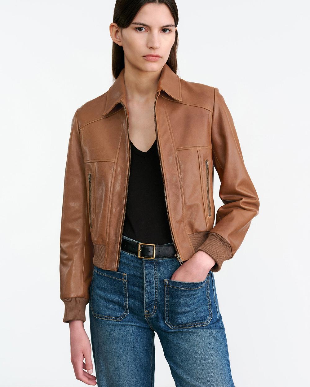 Nili Lotan SUE LEATHER JACKET COGNAC