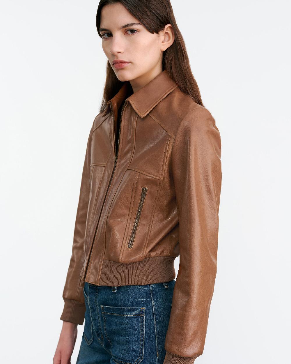 Nili Lotan SUE LEATHER JACKET COGNAC