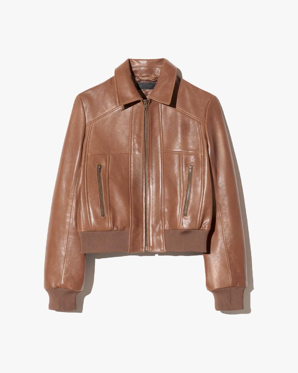 nili lotan SUE LEATHER JACKET COGNAC
