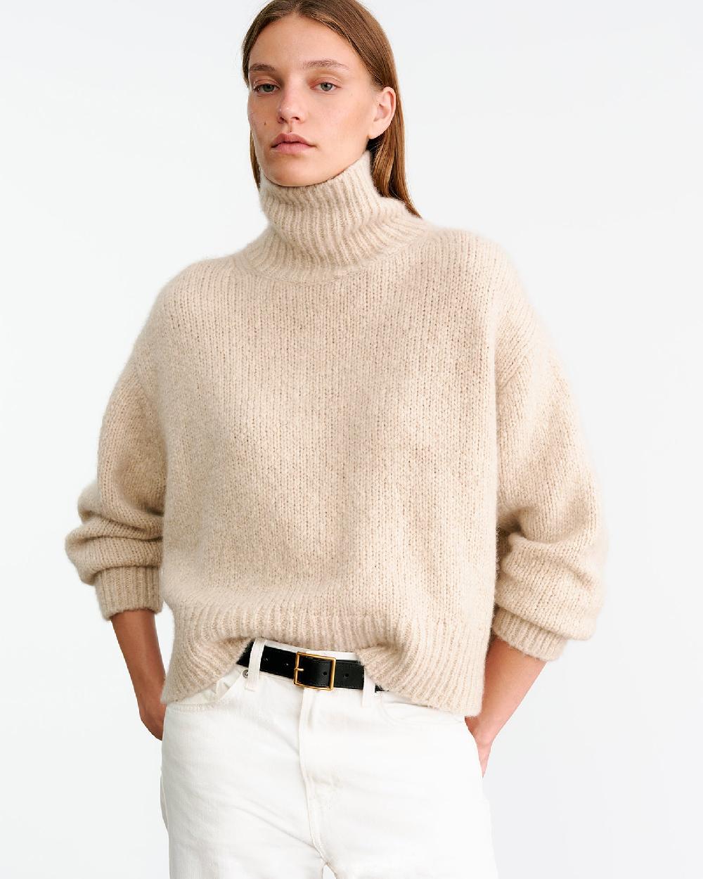 Nili Lotan TABITHA CASHMERE SWEATER BEIGE MELANGE