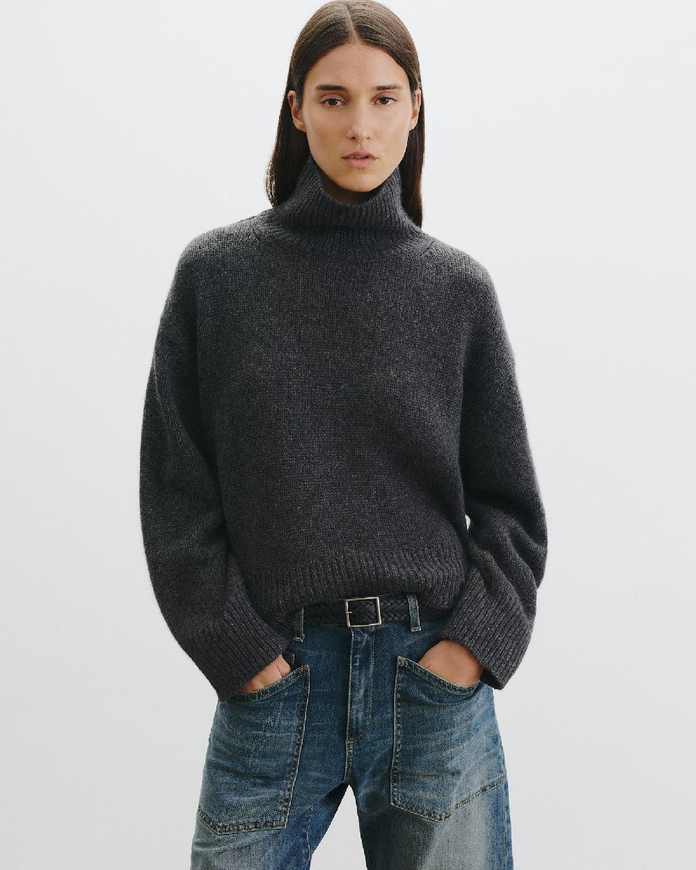 Nili Lotan TABITHA CASHMERE SWEATER CHARCOAL