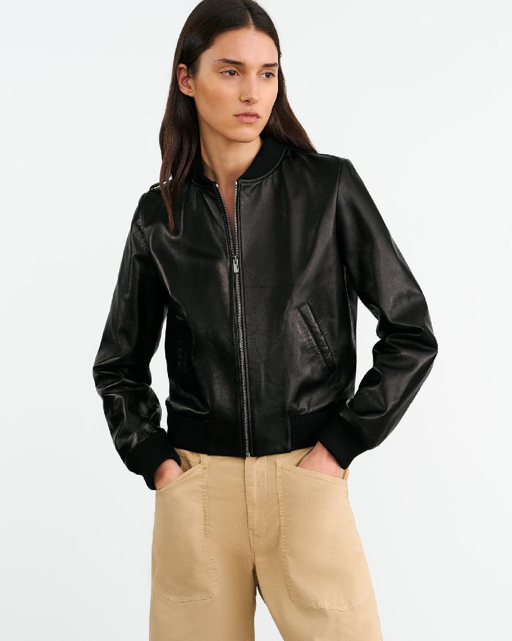 Nili Lotan THORENS LEATHER BOMBER BLACK