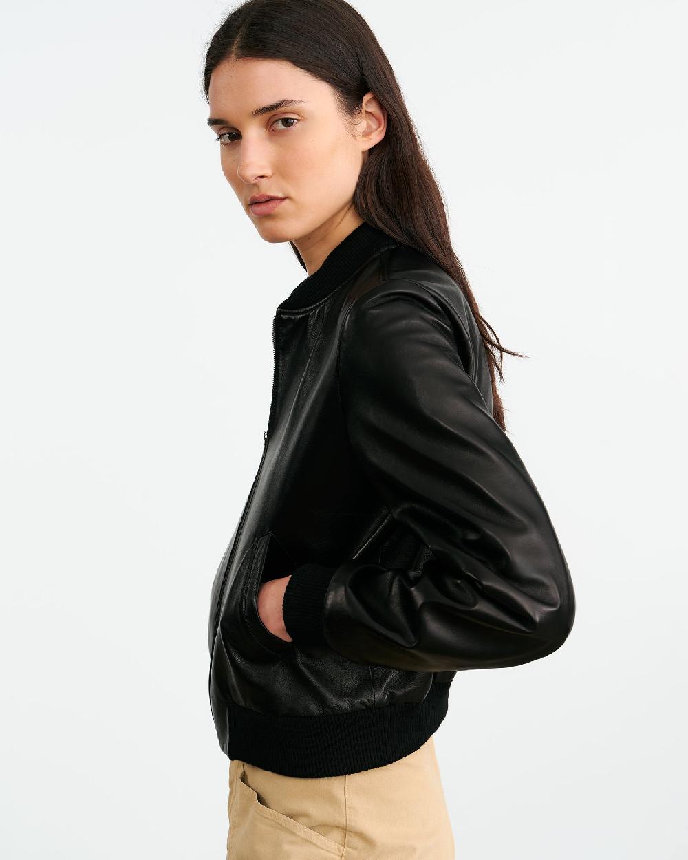 Nili Lotan THORENS LEATHER BOMBER BLACK