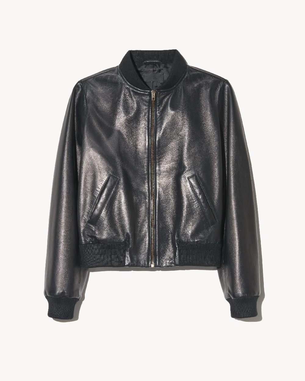 nili lotan THORENS LEATHER BOMBER BLACK