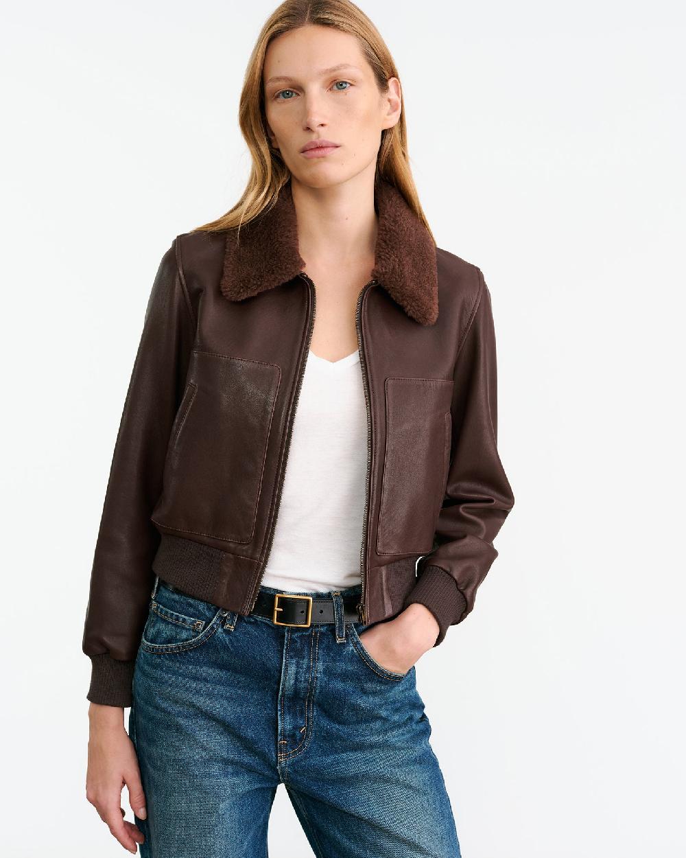 Nili Lotan TOM LEATHER JACKET DARK BROWN