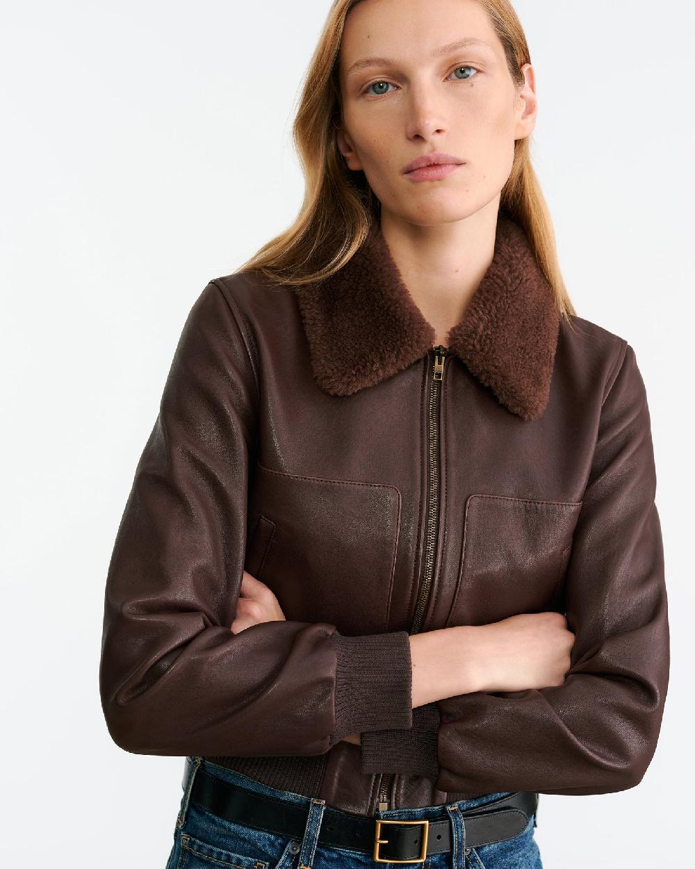 Nili Lotan TOM LEATHER JACKET DARK BROWN