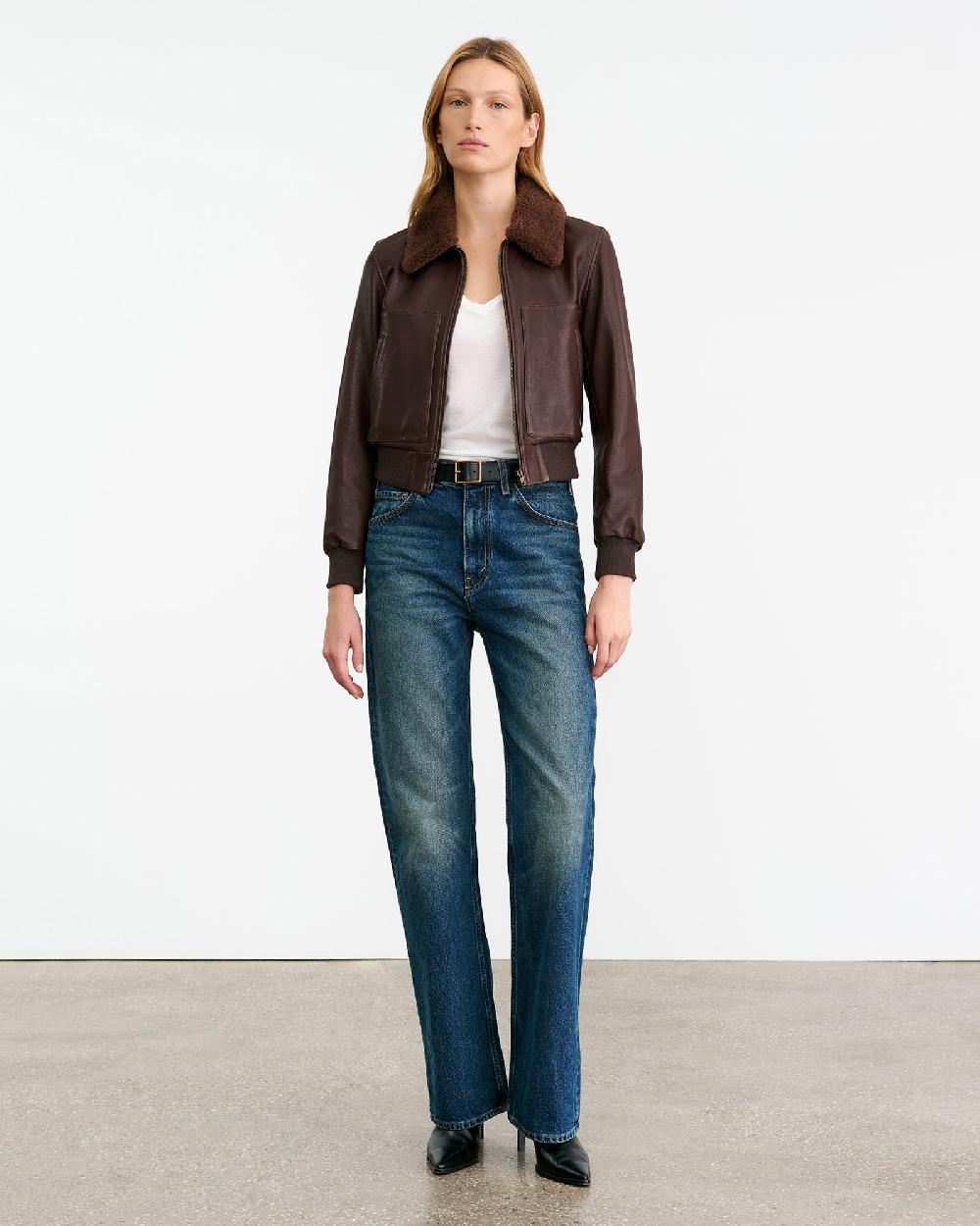 Nili Lotan TOM LEATHER JACKET DARK BROWN
