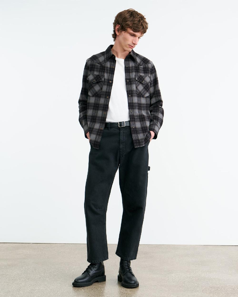 Nili Lotan TRAVIS BUTTON UP SHIRT GRAPHITE PLAID