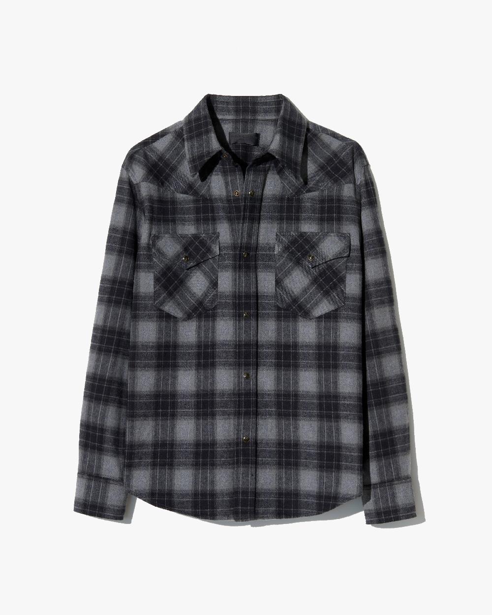 nili lotan TRAVIS BUTTON UP SHIRT GRAPHITE PLAID