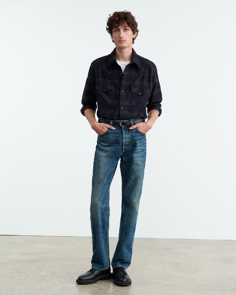 Nili Lotan TRAVIS SHIRT GREEN/MIDNIGHT PLAID