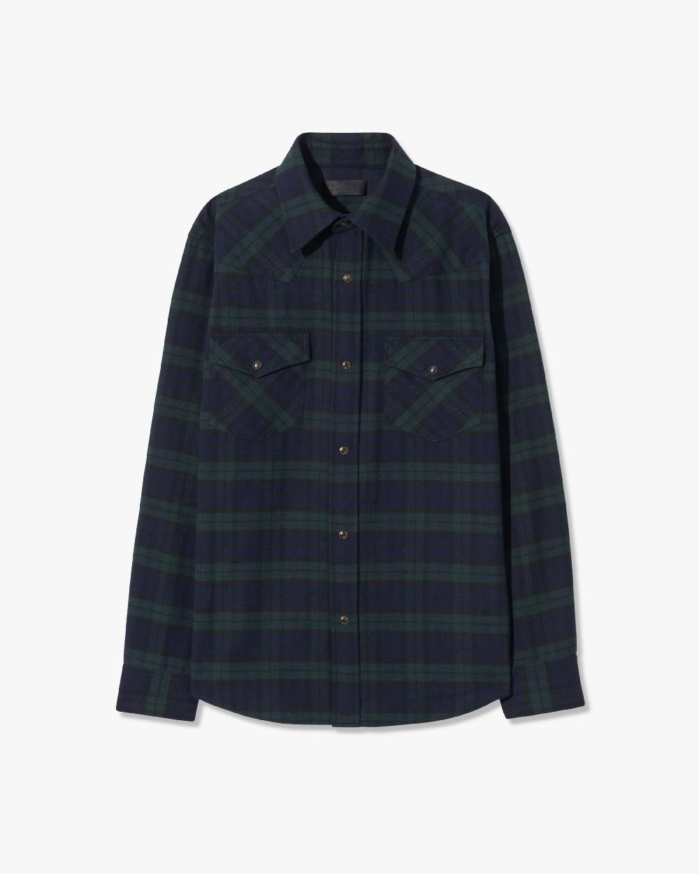 nili lotan TRAVIS SHIRT GREEN/MIDNIGHT PLAID