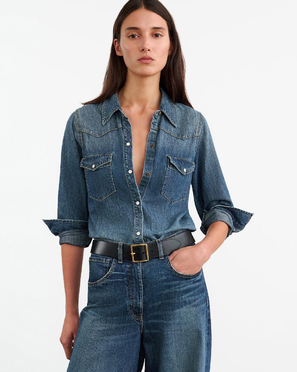 Nili Lotan TRAVIS SHIRT INDIGO RINSE