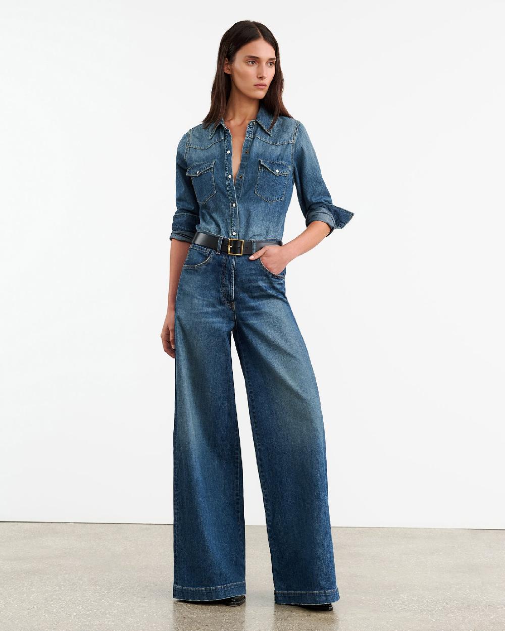 Nili Lotan TRAVIS SHIRT INDIGO RINSE