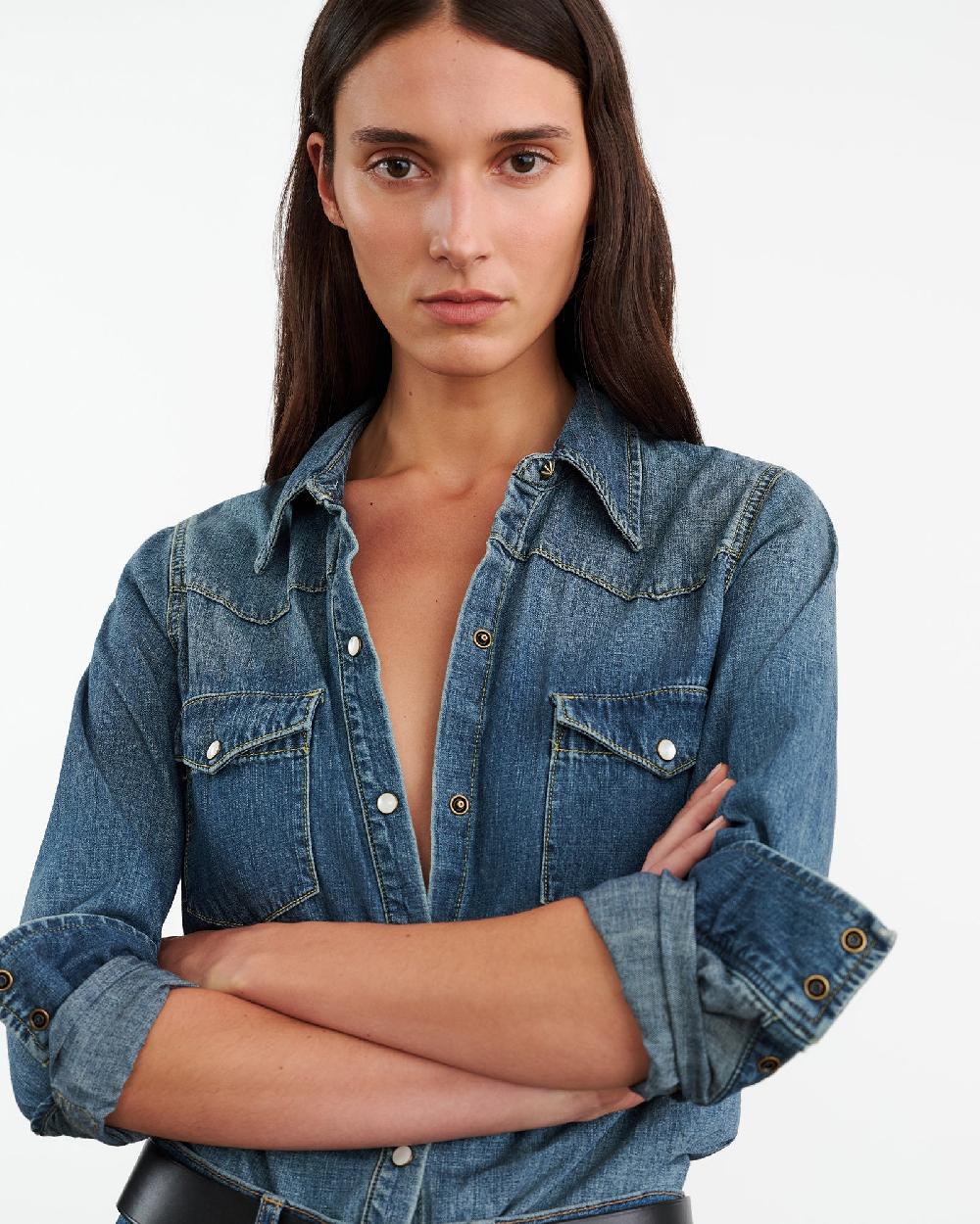 Nili Lotan TRAVIS SHIRT INDIGO RINSE