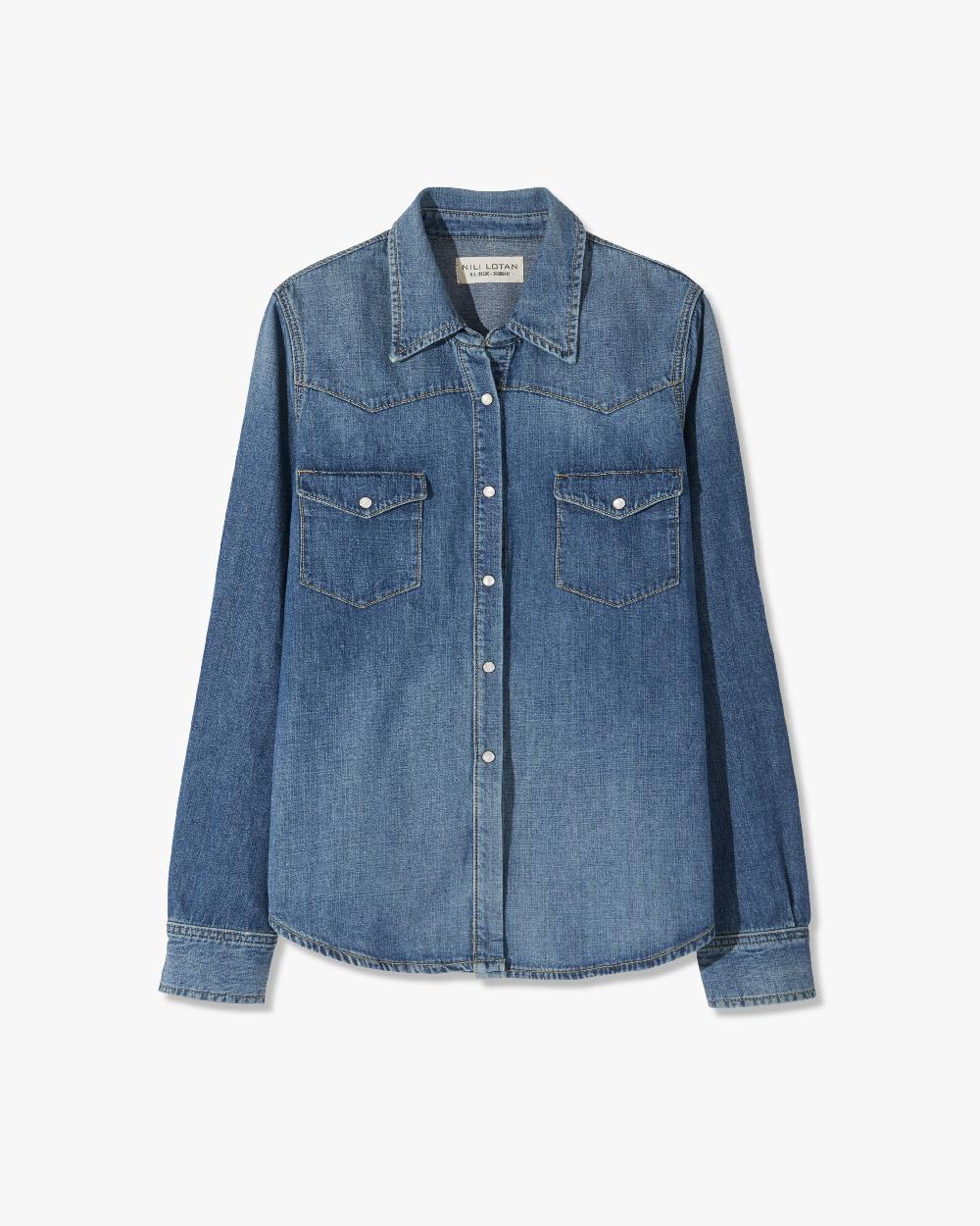 nili lotan TRAVIS SHIRT INDIGO RINSE
