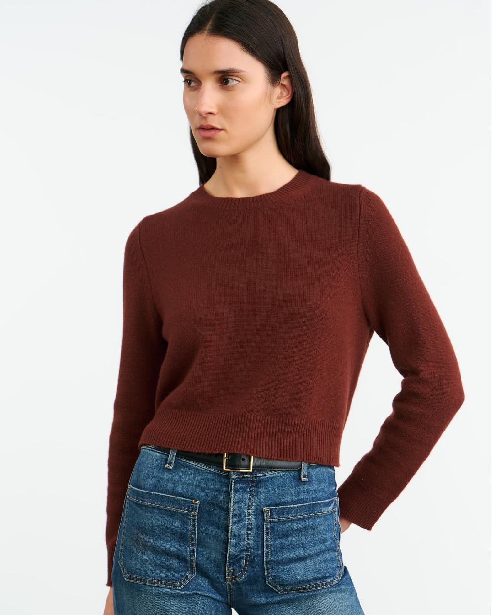 Nili Lotan VENUS CASHMERE SWEATER DARK RUST
