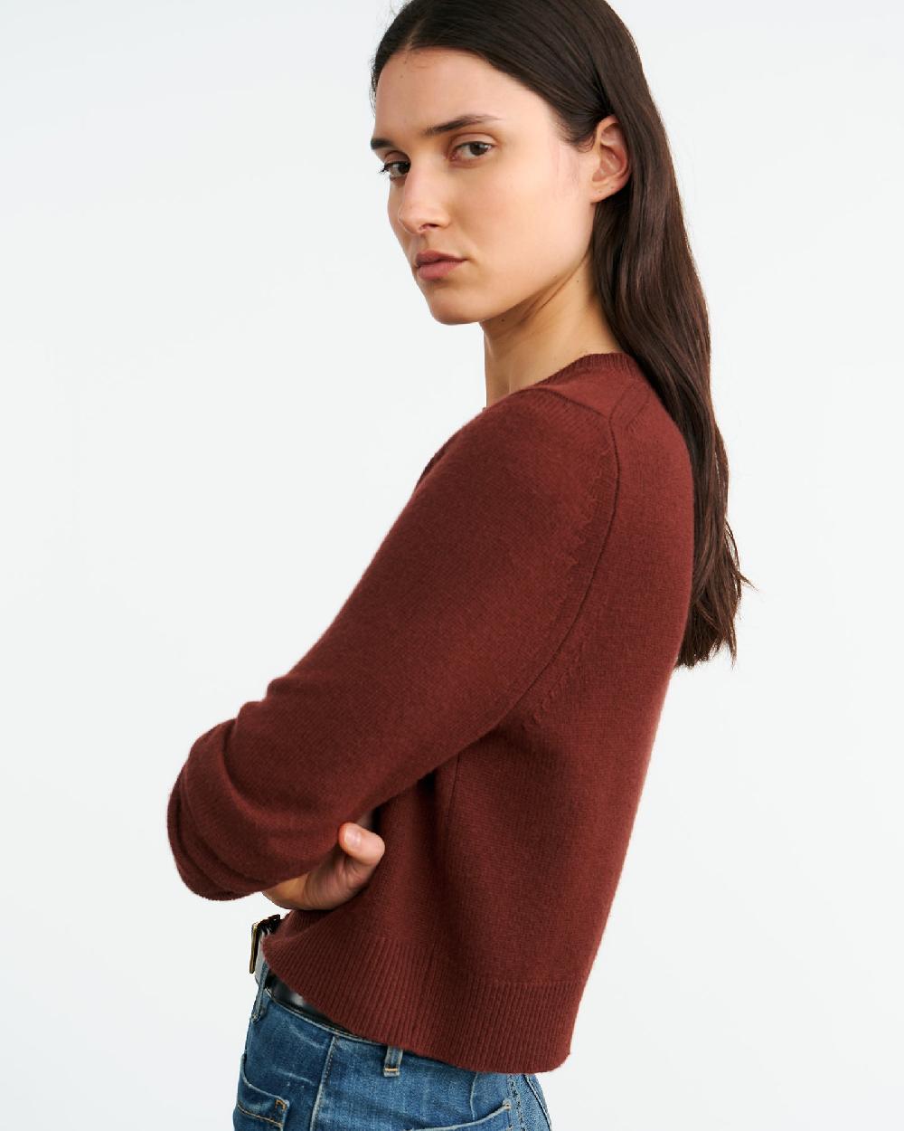 Nili Lotan VENUS CASHMERE SWEATER DARK RUST