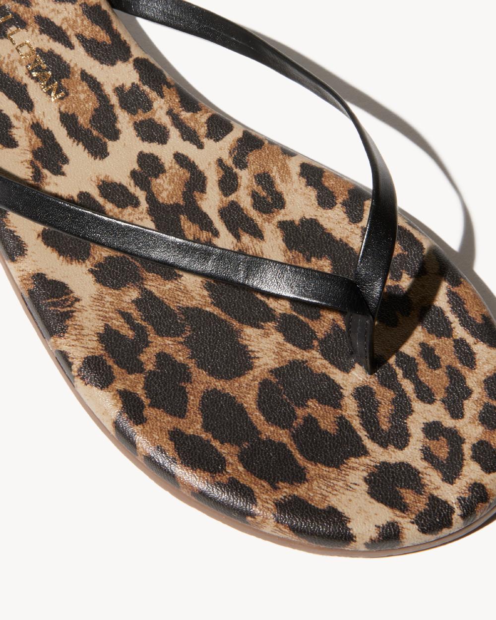 Nili Lotan NL X TKEES LEATHER FLIP FLOP VINTAGE LEOPARD PRINT
