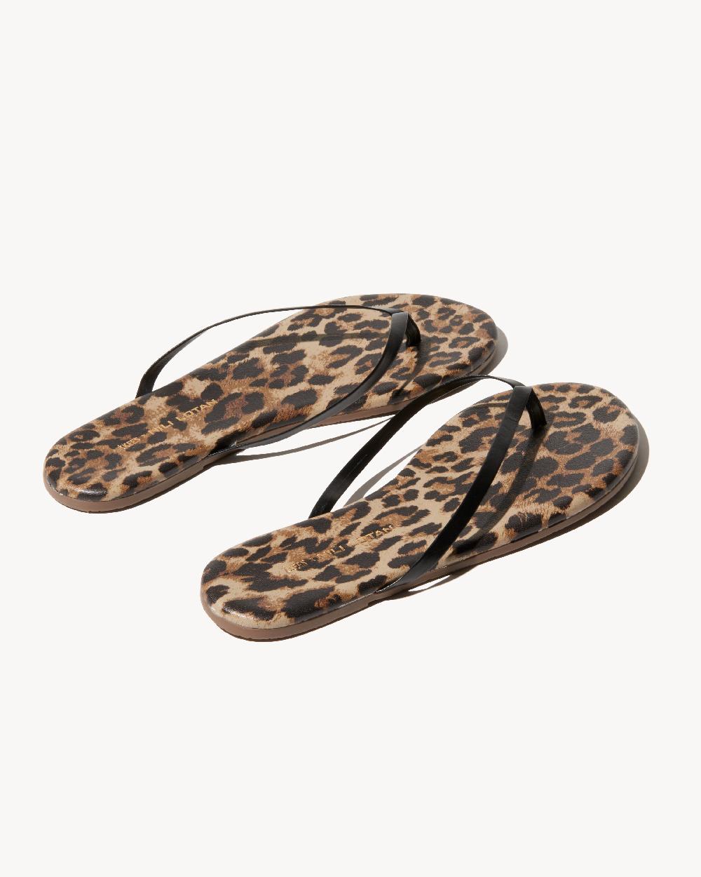 Nili Lotan NL X TKEES LEATHER FLIP FLOP VINTAGE LEOPARD PRINT