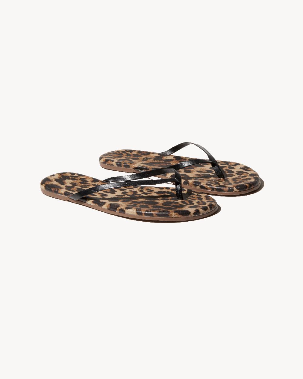 nili lotan NL X TKEES LEATHER FLIP FLOP VINTAGE LEOPARD PRINT