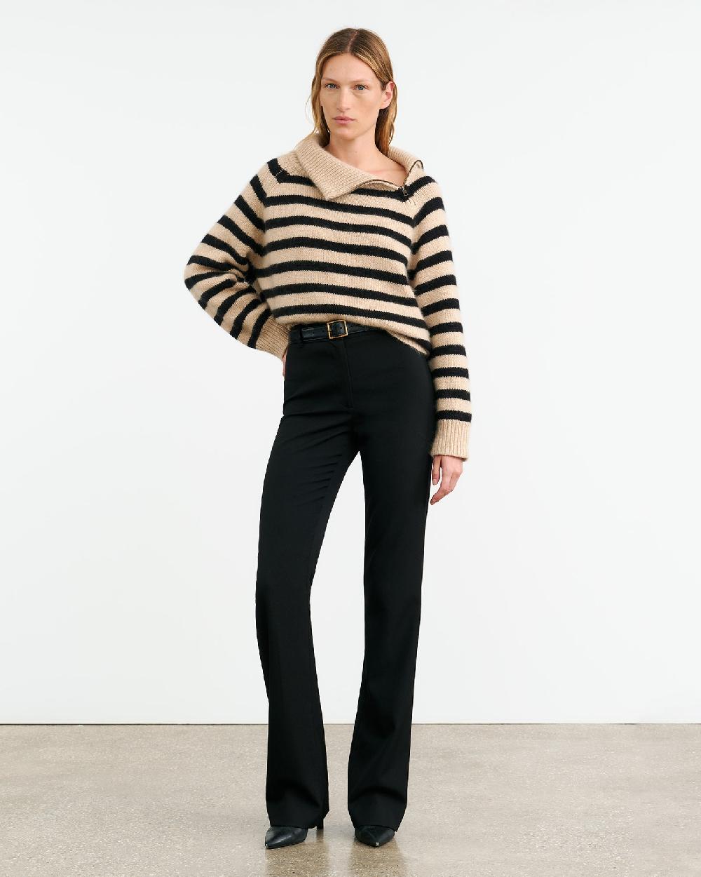 Nili Lotan RAELYNN CASHMERE SWEATER PARCHMENT/BLACK STRIPE
