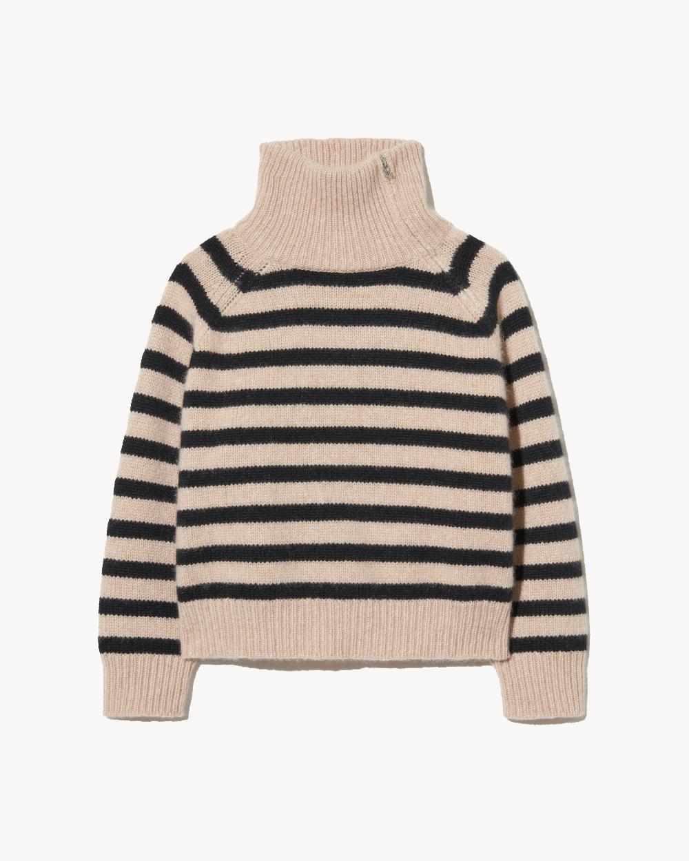 nili lotan RAELYNN CASHMERE SWEATER PARCHMENT/BLACK STRIPE