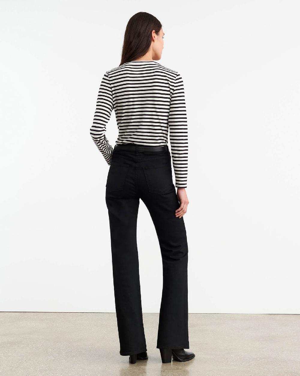 Nili Lotan SUSANA LONG SLEEVE TEE BLACK/IVORY STRIPE