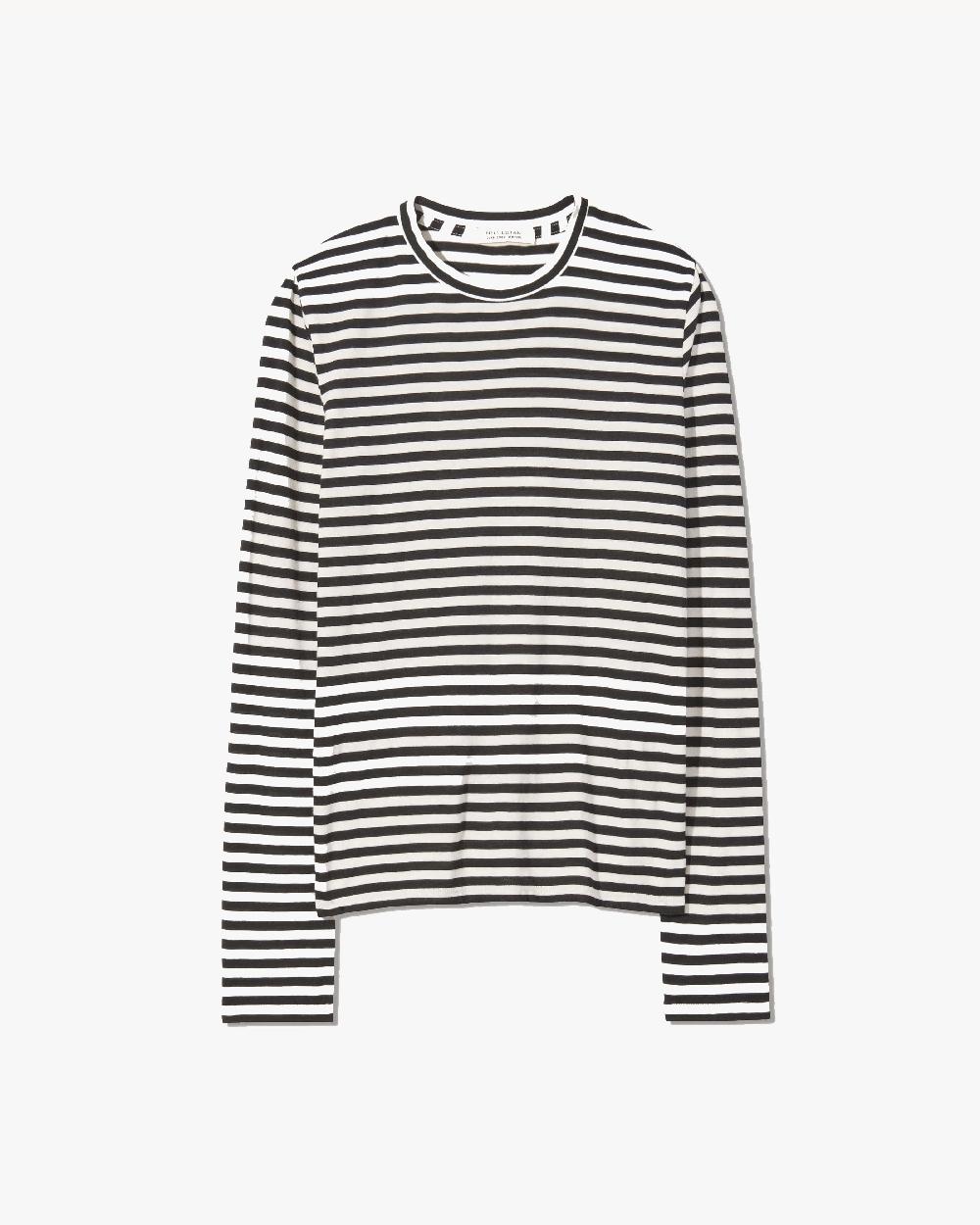 nili lotan SUSANA LONG SLEEVE TEE BLACK/IVORY STRIPE