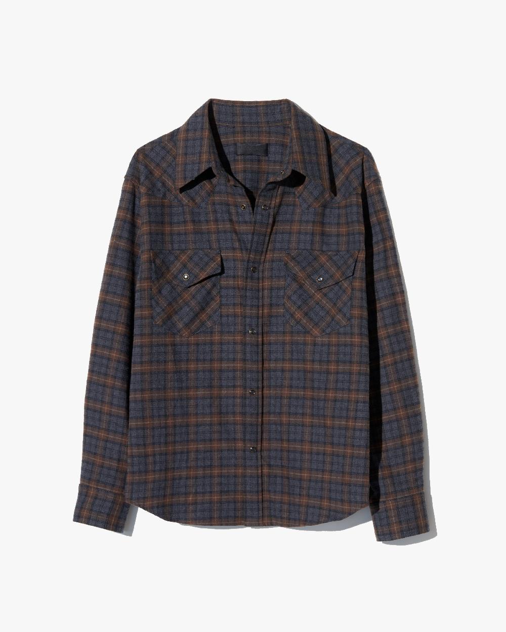 nili lotan TRAVIS BUTTON UP SHIRT HAZELNUT/GRAPHITE PLAID