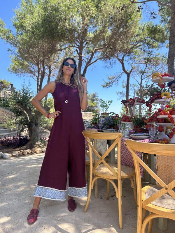 nina leuca Burgundy jumpsuit