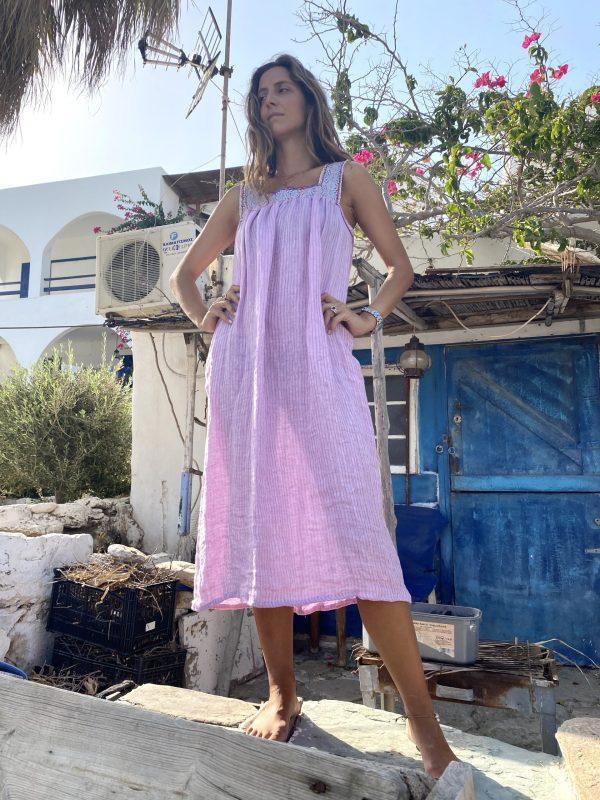 Nina Leuca Lumi Long Liliac Stripes Dress