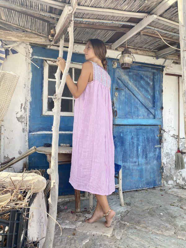 Nina Leuca Lumi Long Liliac Stripes Dress