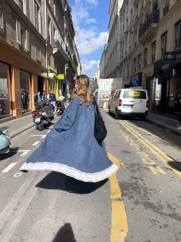 Nina Leuca Maria Blue Wool Coat