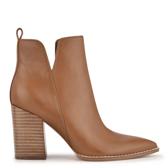 nine west Birds Block Heel Leather Booties