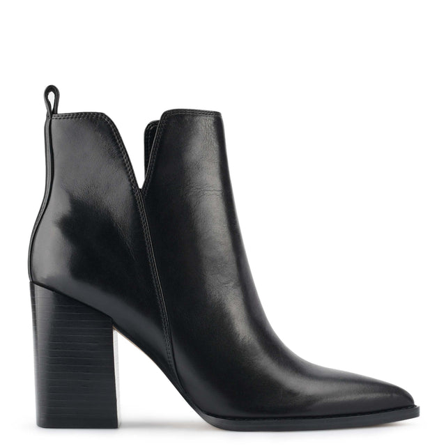 nine west Birds Block Heel Leather Booties