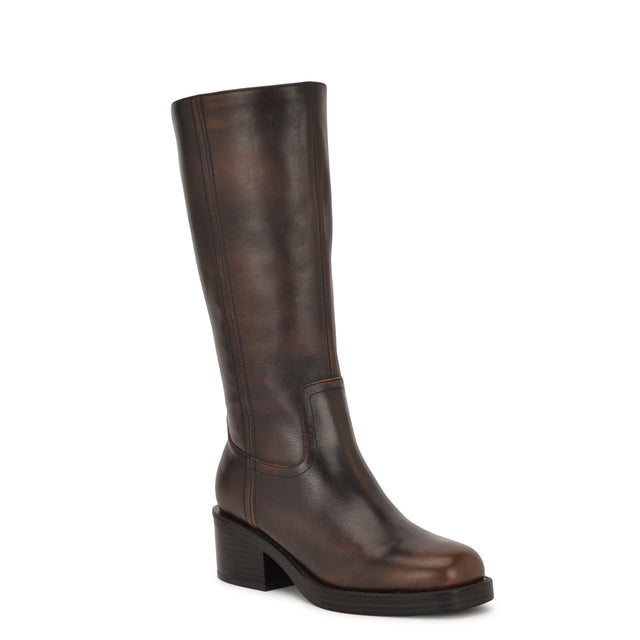 Nine West Broklyn Block Heel Casual Leather Boots