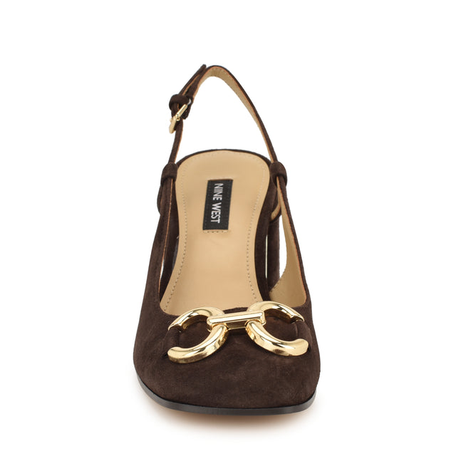 Nine West Cast Leather Block Heel Slingback Pumps