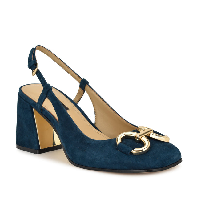 Nine West Cast Leather Block Heel Slingback Pumps