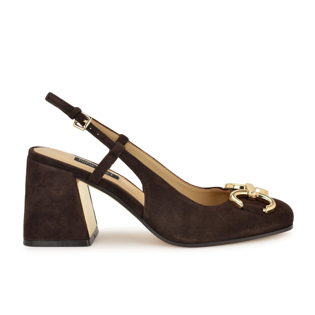 nine west Cast Leather Block Heel Slingback Pumps