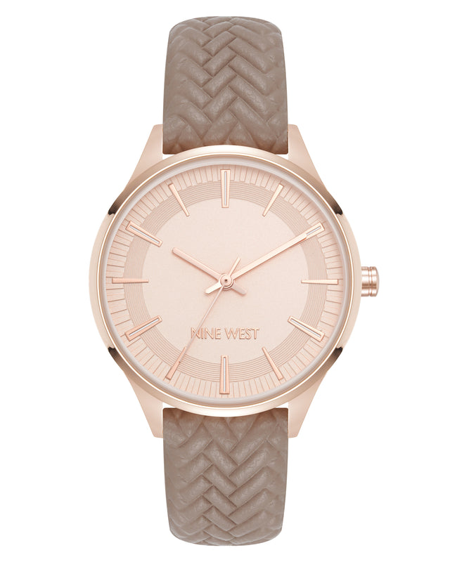 nine west Chevron Pattern Strap Watch