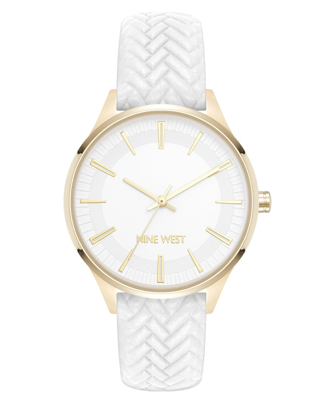 nine west Chevron Pattern Strap Watch